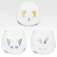 D賞 搖搖臉造型玻璃杯 約8cm（全3款隨機）
