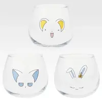 D賞 搖搖臉造型玻璃杯 約8cm（全3款隨機）