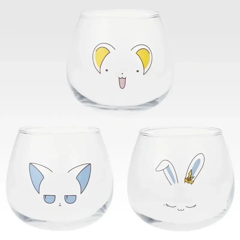 D賞 搖搖臉造型玻璃杯 約8cm（全3款隨機）