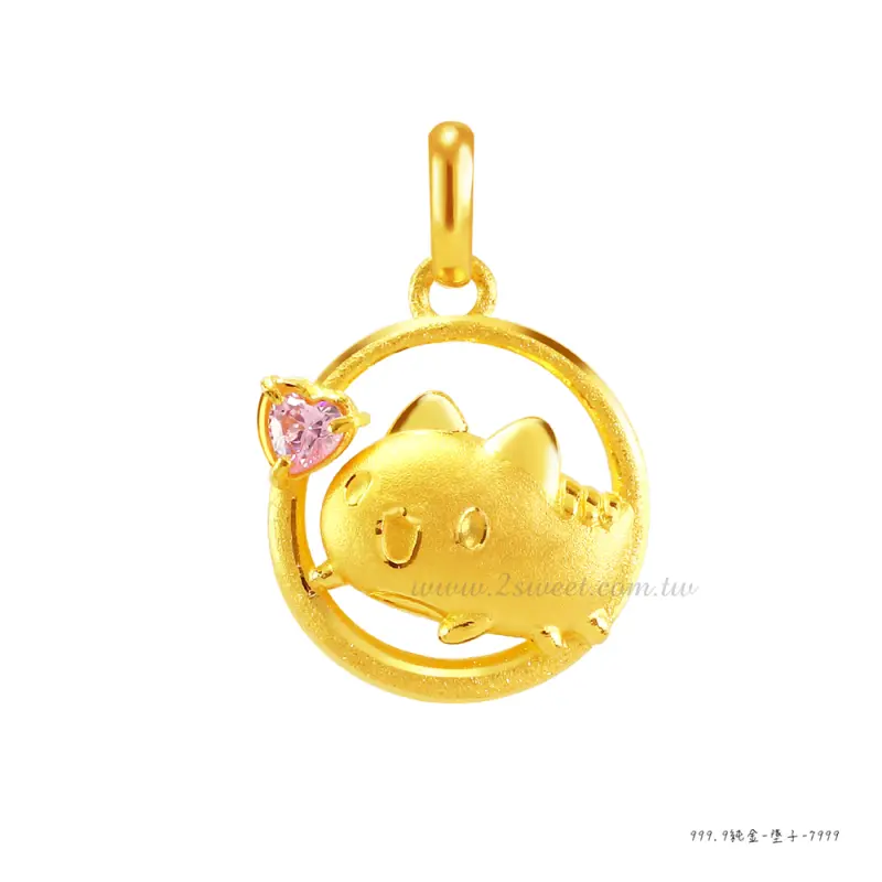 B賞 甜蜜約定 咖波金墜999.9純金 + 純銀頭尾黑皮繩